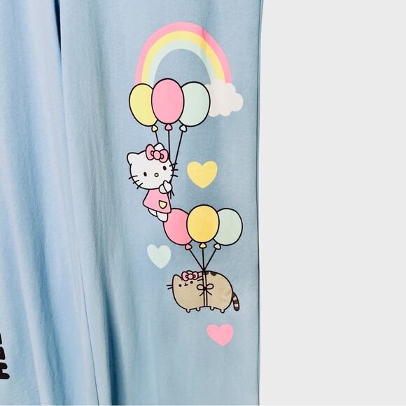 Sanrio Hello Kitty Pusheen Graphic Flare Leg Athleisure Lounge Pant Size XL Blue - Picture 4 of 9